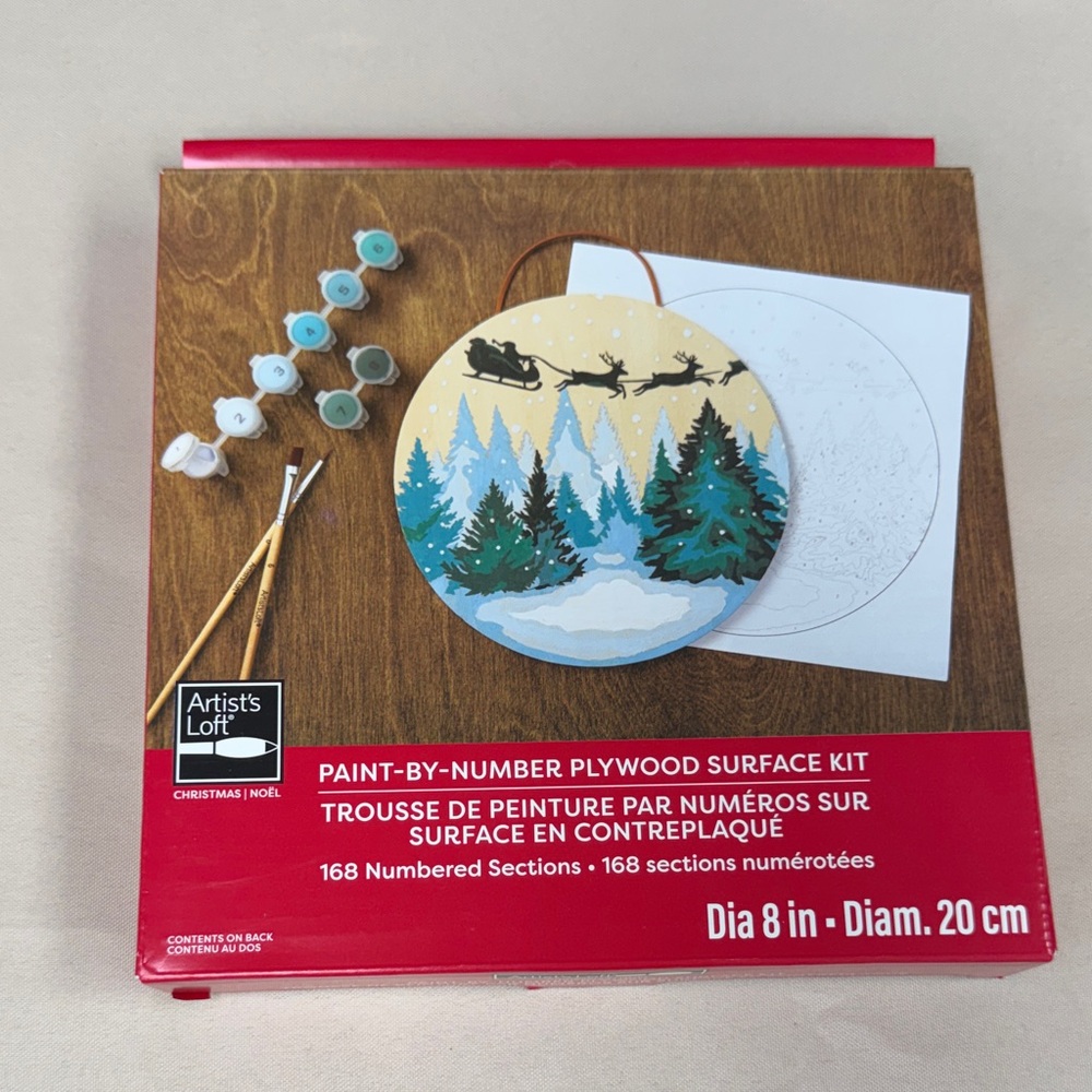 Artist's Loft Paint-by-Number Plywood Holiday Kit — Blue/Green/Gold evergreen